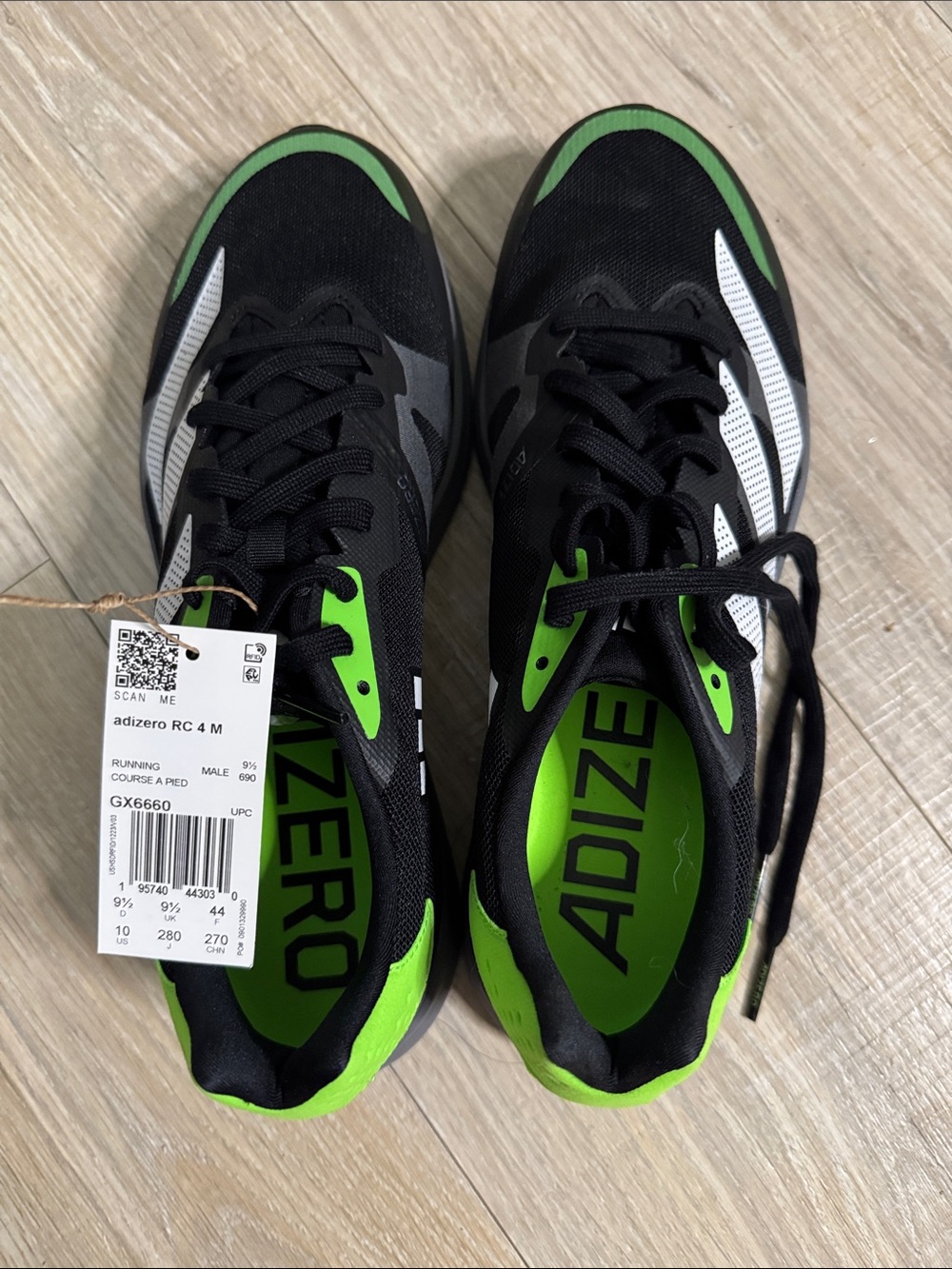 adidas adizero RC 4 Running Shoes - Black & Neon Green